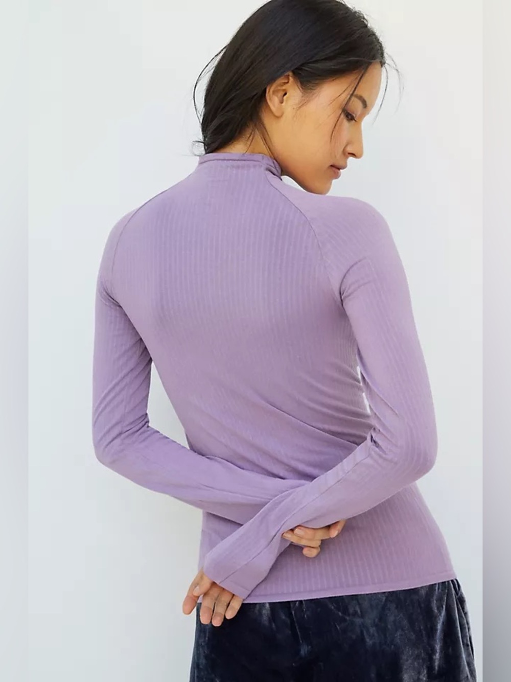 Anthropologie Indra Seamless Ribbed Mock Neck Cozy Long Sleeve Top Size XL